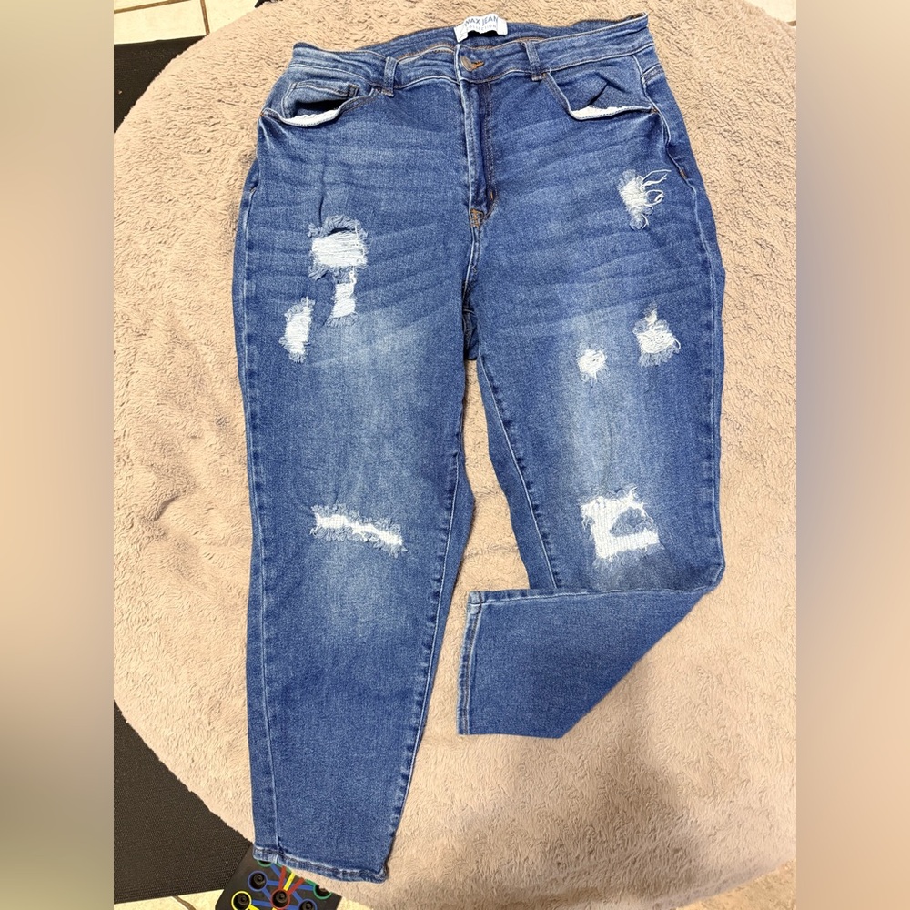 Distressed Blue Jeans